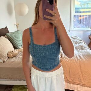 Pilcro by Anthropologie blue cotton corset tank